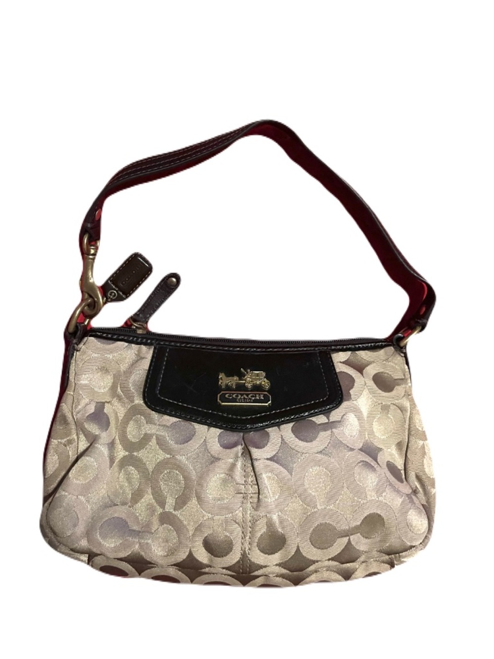 Coach Signature Canvas Mini Shoulder Bag with Horse & Carriage Logo